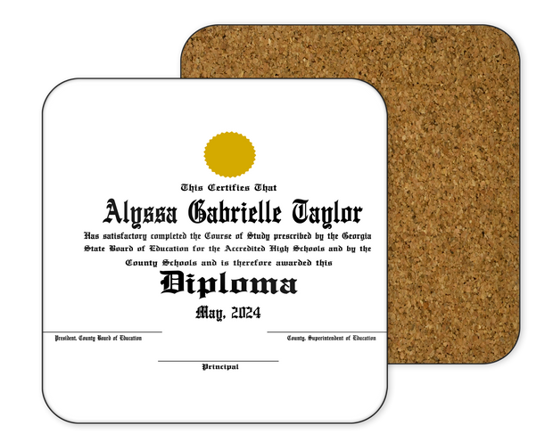 Diploma Graduation Coaster